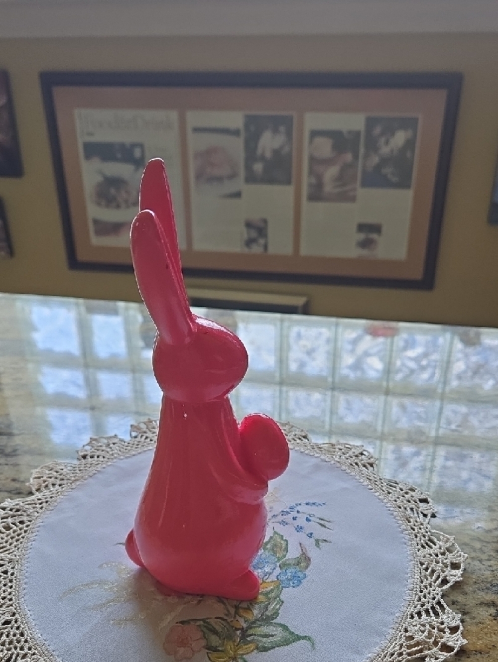 Glossy Pink Ceramic Bunny Figurine - Picture 4 of 7
